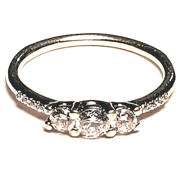 Authentic NEW Pandora Clear Three Stone Ring S925ALE - Picture 2 of 9